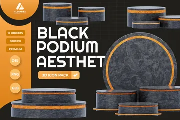 Black Podium Aesthetic 3D Icon Pack