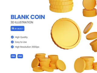 Blank Coin 3D Icon Pack