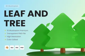 Blatt und Baum 3D Icon Pack