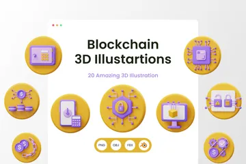 ブロックチェーン 3D Illustrationパック