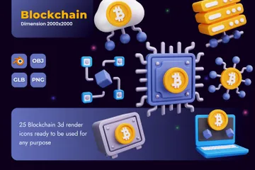 Blockchain 3D Icon Pack