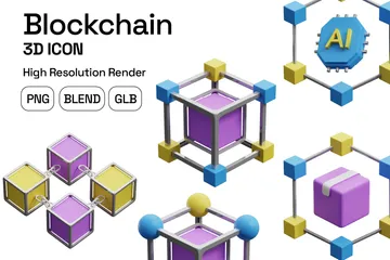 Blockchain 3D Icon Pack