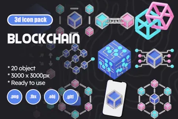 Blockchain 3D Icon Pack