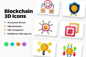 Blockchain 3D Icon Pack