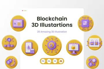 Blockchain 3D Illustration Pack