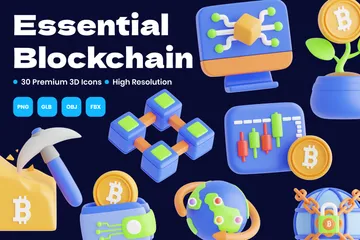 Blockchain Essencial Pacote de Icon 3D