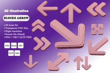 Blocks Arrow 3D Icon Pack