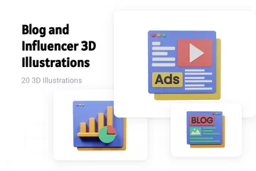 Blog e influenciador Paquete de Illustration 3D