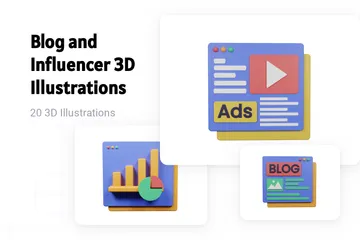 Blog e influenciador Pacote de Illustration 3D