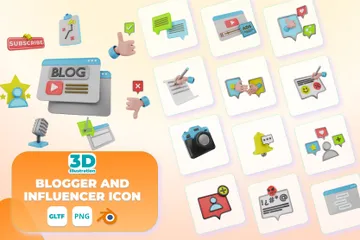 Blogger e influenciador 3D Icon Pack