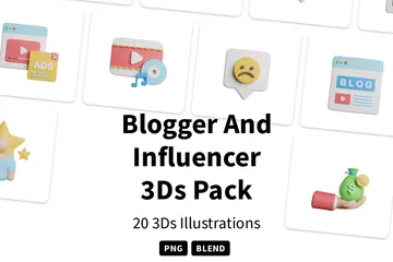 Blogueur et influenceur Pack 3D Icon