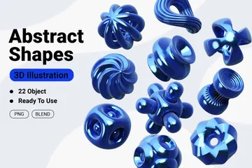 Blue Abstract Shape 3D Icon Pack
