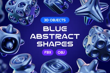 Blue Abstract Shapes 3D Icon Pack