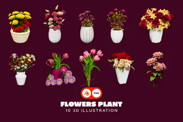 Blumen Pflanze 3D Icon Pack