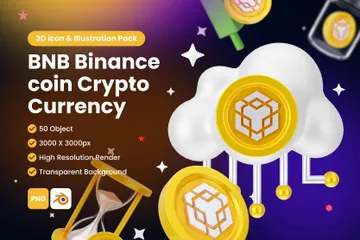 BNB Binance Digital Stablecoin Criptomoeda Vol 1 Pacote de Icon 3D