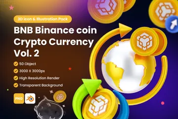 BNB Binance Digital Stablecoin Criptomoeda Vol 2 Pacote de Icon 3D