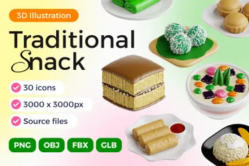 Snacks tradicionales Paquete de Icon 3D