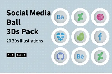 Icono de bola de redes sociales Paquete de Icon 3D
