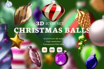 Bolas de Natal Pacote de Illustration 3D