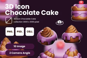 Bolo de chocolate Pacote de Icon 3D