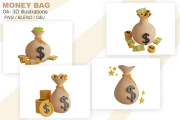 Bolsa de dinero Paquete de Icon 3D