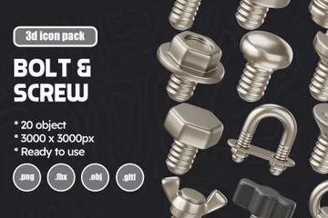 Bolt And Screw 3D Icon Pack