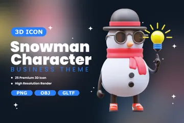 Caractère de bonhomme de neige Pack 3D Illustration