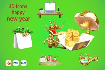 Bonne année 2024 Pack 3D Icon