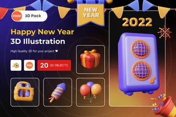 Éléments de bonne année Pack 3D Illustration