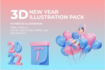 Bonne année Pack 3D Illustration