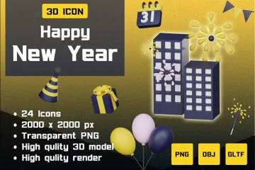 Bonne année Pack 3D Icon