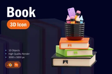 教育と学習のための本 3D Iconパック