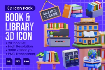 Book & Library 3D Icon Pack
