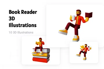 Book Reader 3D Illustration Pack