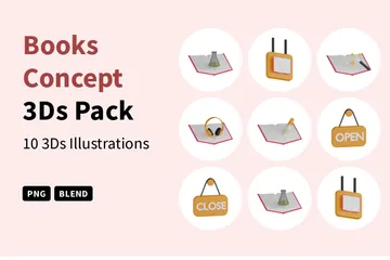 Book Store Collection 3D Icon Pack