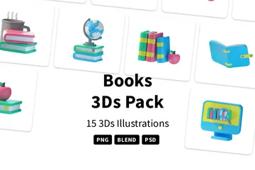 Books 3D Icon Pack