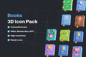 Books 3D Icon Pack