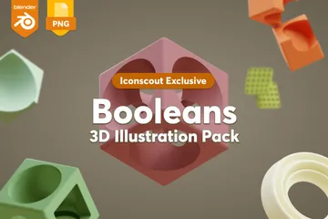 Free Booleans 3D Icon Pack