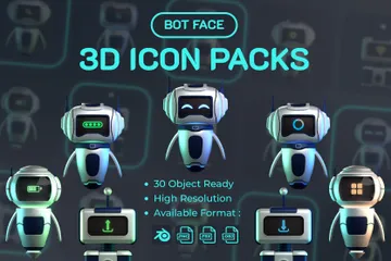 Bot Face 3D Illustration Pack