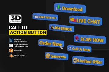 Botão de apelo à ação Pacote de Icon 3D