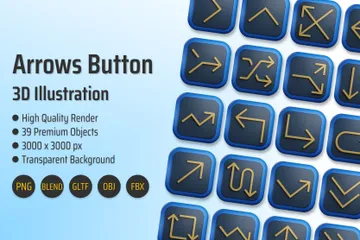 Botão de setas Pacote de Icon 3D