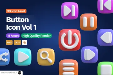 Botão Vol.1 Pacote de Icon 3D