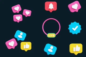 Botões de mídia social Pacote de Icon 3D