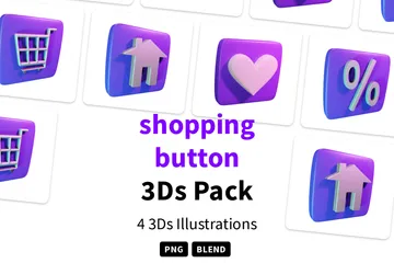 Botón de compras Paquete de Icon 3D