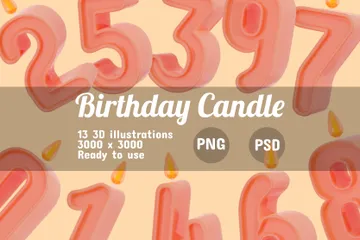 Bougie d'anniversaire Pack 3D Illustration