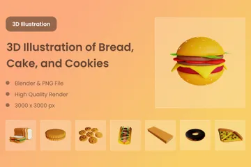 Nourriture de boulangerie Pack 3D Illustration
