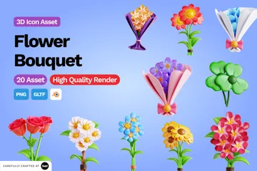 Bouquet de fleurs Pack 3D Icon