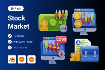 Négoce et Bourse Pack 3D Icon