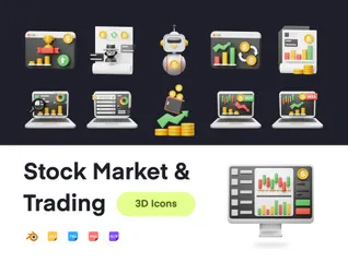 Bourse et négociation Pack 3D Illustration