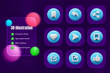 Bouton de médias sociaux Pack 3D Icon